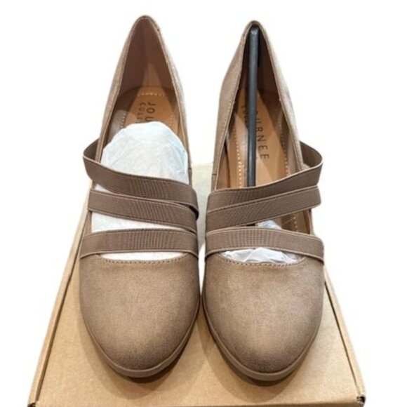 Journee Collection “Loren” Elastic Strap Pumps in Taupe – Size 8 - Picture 3 of 9
